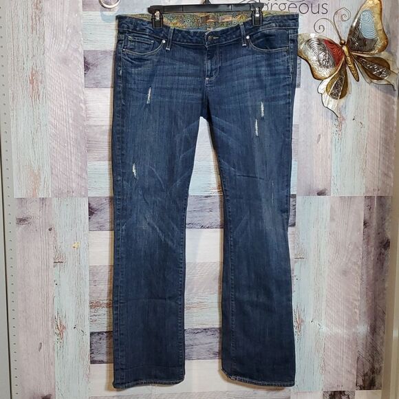Paige Jimmy Jimmy Maternity Denim Jeans Distressed Stretch Cute Comfy Sz 32 1223 - Picture 1 of 11